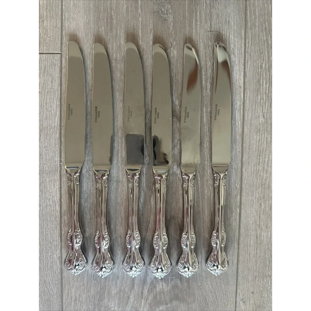 Wallace CAMDEN Stainless 18/10 Glossy Hollow Dinner Knives Lot Of 6